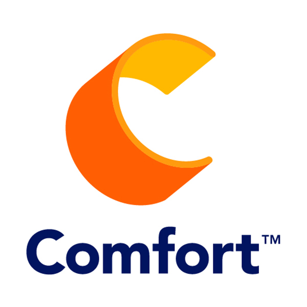 Comfort logo: an orange curved 'C' mark above the navy blue word 'Comfort'.